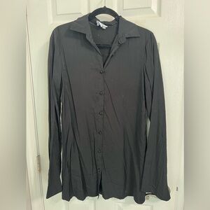 Princess Polly Black Button-Up Mini Shirt Dress, Size US 4